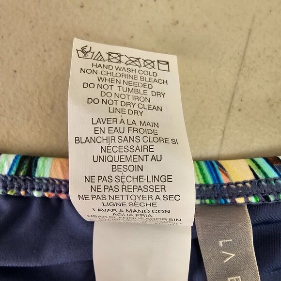 La Blanca Blue Palm Leaf Bikini Bottom Size M Ruched Detail 28 Waist NWT - Picture 9 of 11